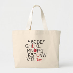 ABC I Heart You Personalised Large Tote Bag