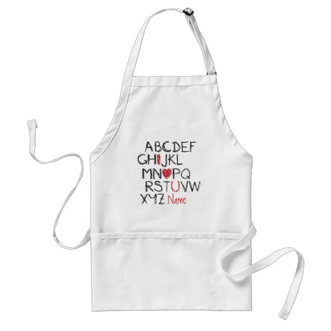 ABC I Heart You Personalized Standard Apron (Front)