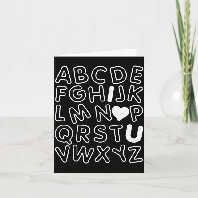 Abc I Love You Alphabet Teachers Day Valentines Da Card (Front)