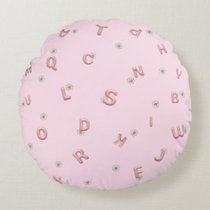 ABC kindergarten daisy Balloon student school Round Cushion