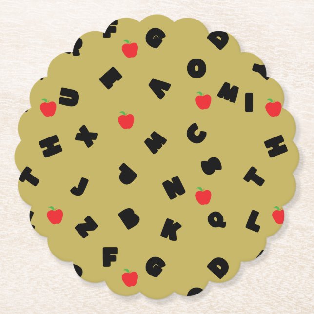 abc kindergarten letter safari wild tree school  paper coaster (Front)