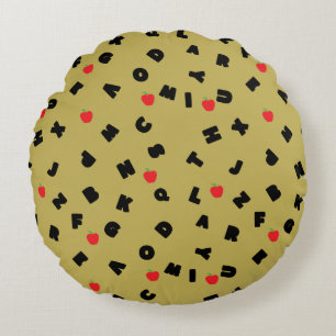 abc kindergarten letter safari wild tree school  round cushion