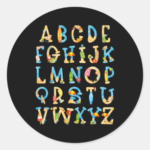 Abc Kindergarten Teacher Summer Beach End Of Schoo Classic Round Sticker