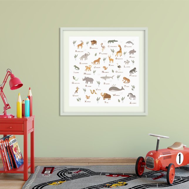 ABC Learning Wild Animals Poster (Learn ABC Kids Jungle Safari Animals Alphabet Poster ©Susanne Sachers - Sunny Mind Design 🌞)