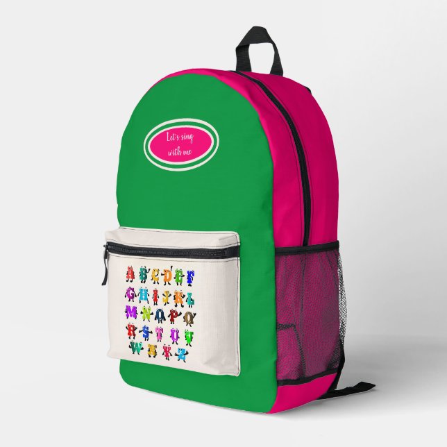 ABC letters Printed Backpack (Back Corner Right)