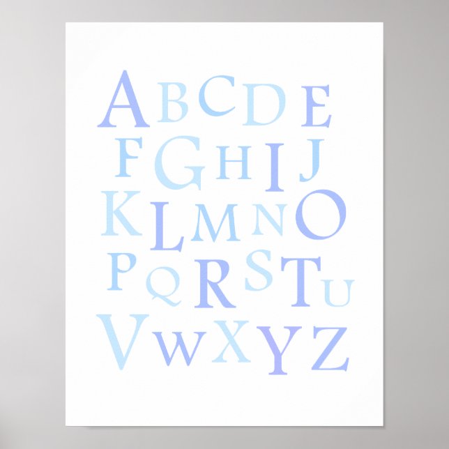 ABC Nursery Blue Typography Print (Front)