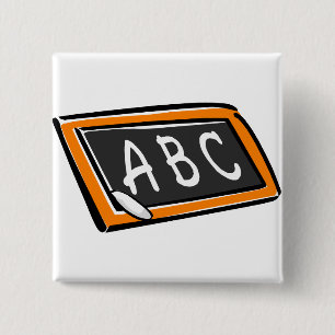 ABC On Blackboard 15 Cm Square Badge