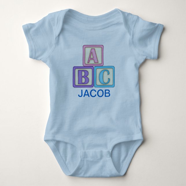 ABC Play Blocks with Customisable Text Baby Bodysuit (Front)