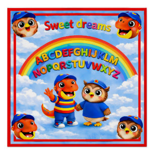 ABC rainbow sweet dreams poster for toddlers and k