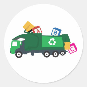 ABC Recycling Garbage Truck Classic Round Sticker