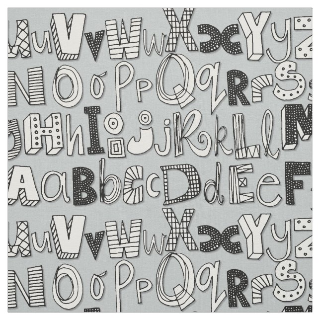 ABC silver Fabric (Swatch)