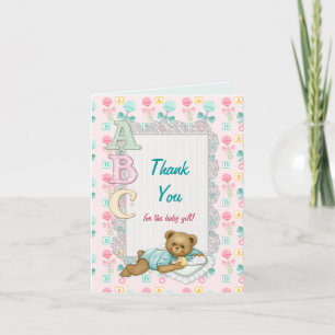 ABC Teddy Baby Shower Thank You Card