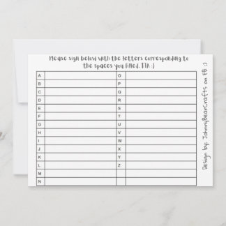 Abc Tpc B&W #1 Thank You Card