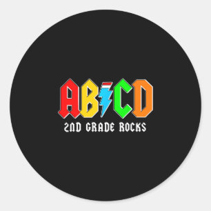 Abcd 2nd grade rocks boys back to school teacher classic round sticker