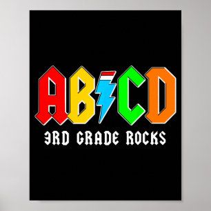 Abcd 3rd grade rocks boys back to school teacher poster