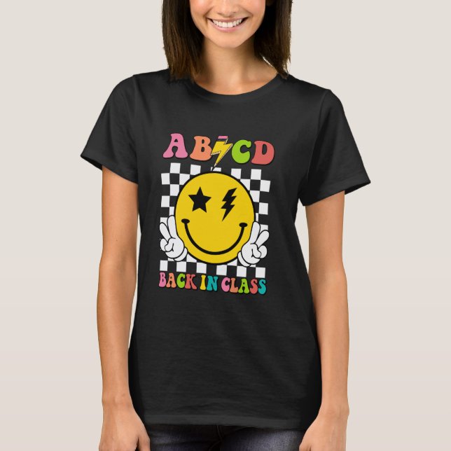 ABCD Back In Class Teacher Student First Day Back  T-Shirt (Front)