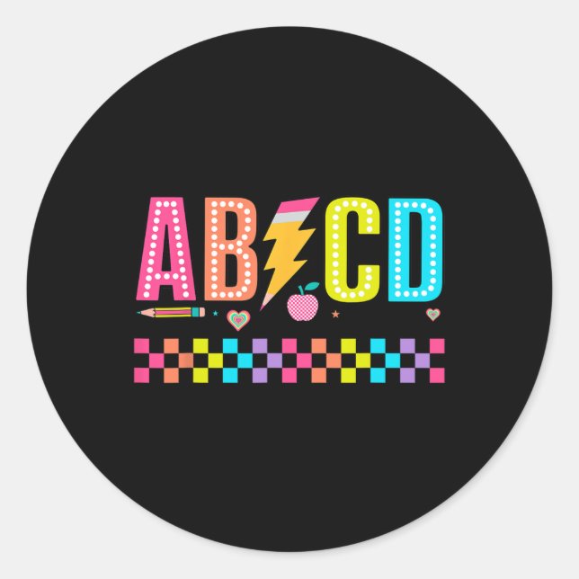 Abcd Ck To School Tee  Classic Round Sticker (Front)