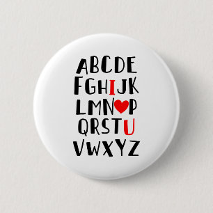 Abcd I Love You Alphabet Men Women Cute Funny Vale 6 Cm Round Badge