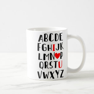 Abcd I Love You Alphabet Men Women Cute Funny Vale Coffee Mug