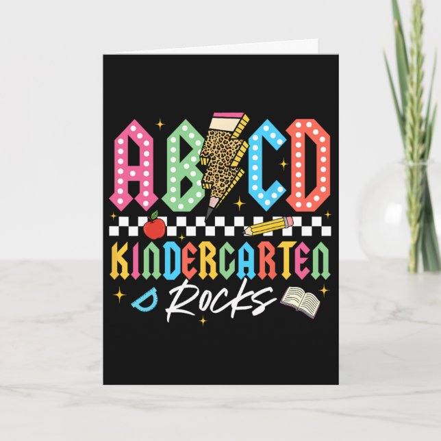 Abcd Kindergarten Rocks Pencil Lightning Teachers  Card (Front)