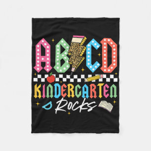 Abcd Kindergarten Rocks Pencil Lightning Teachers Fleece Blanket