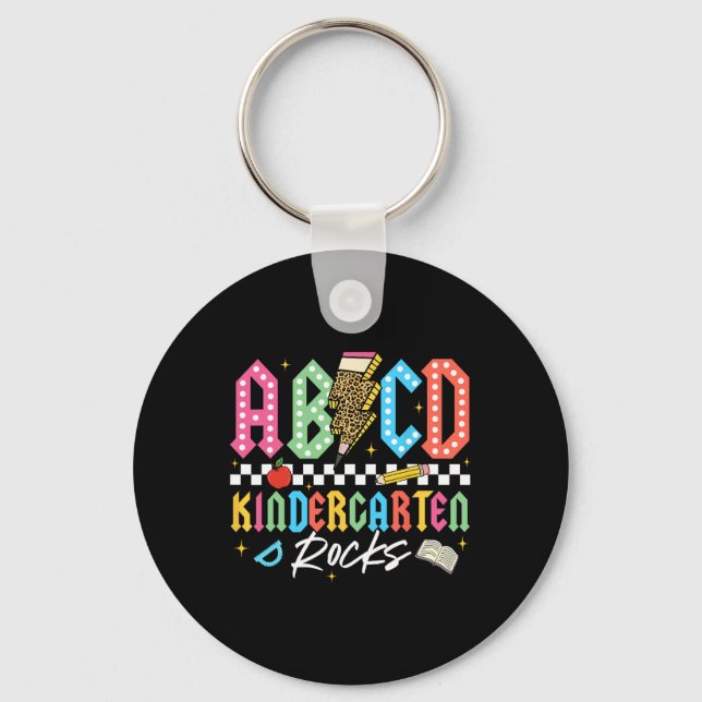 Abcd Kindergarten Rocks Pencil Lightning Teachers  Key Ring (Front)