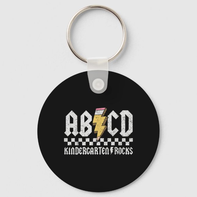 Abcd Kindergarten Rocks Pencil Lightning Teachers  Key Ring (Front)