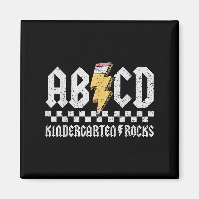 Abcd Kindergarten Rocks Pencil Lightning Teachers  Magnet (Front)