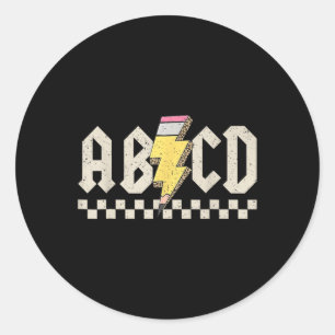 Abcd Pencil Lightning Bolt Back To School Teachers Classic Round Sticker