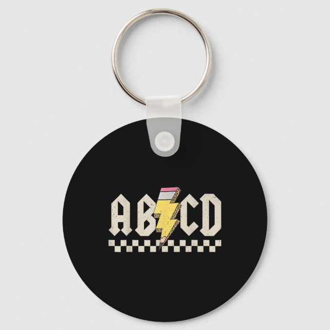 Abcd Pencil Lightning Bolt Teacher Back To School  Key Ring (Front)