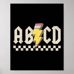 Abcd Pencil Lightning Bolt Teacher Back To School  Poster