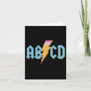 Abcd Pencil Lightning Rock'n Roll Teacher Back To Card