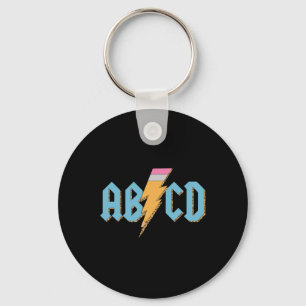 Abcd Pencil Lightning Rock'n Roll Teacher Back To  Key Ring