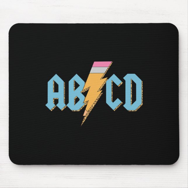 Abcd Pencil Lightning Rock'n Roll Teacher Back To  Mouse Pad (Front)