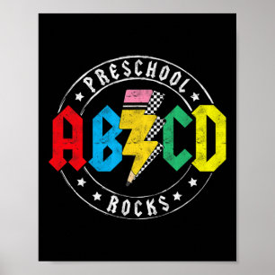 Abcd Preschool Rocks 1st Day Pre-k Teacher Back To Poster