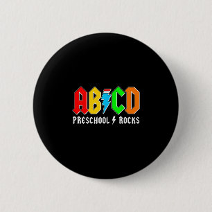 Abcd preschool rocks boys back to school teacher 6 cm round badge