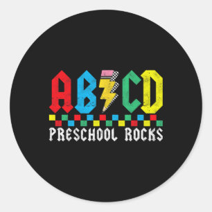 Abcd Preschool Rocks First Day Pre-k Teacher Back Classic Round Sticker