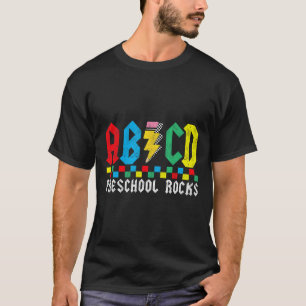 Abcd Preschool Rocks First Day Pre-k Teacher Back T-Shirt