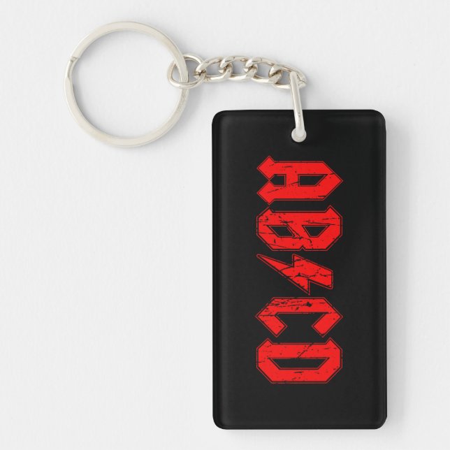 ABCD rock music funny symbol fake acdc joke school Key Ring (Front)