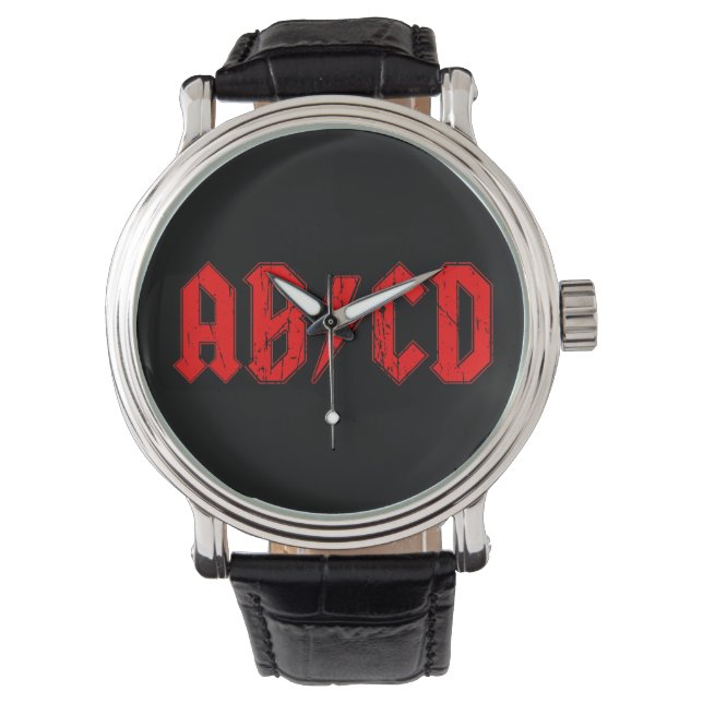 ABCD rock music funny symbol fake acdc joke school Watch (Front)