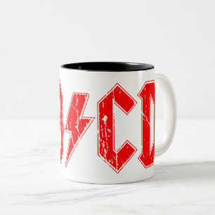 ABCD rock music is a symbol fake acdc joke school Two-Tone Coffee Mug