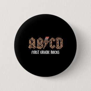 Abcd Rocks First Grade Back To School Leopard Teac 6 Cm Round Badge