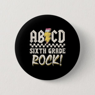 Abcd Sixth Grade Rock Back To School First Day Of 6 Cm Round Badge