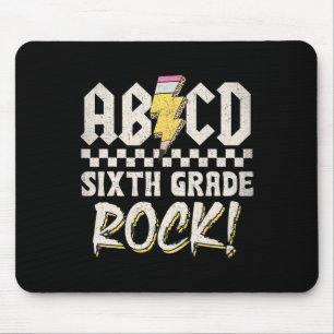 Abcd Sixth Grade Rock Back To School First Day Of Mouse Pad