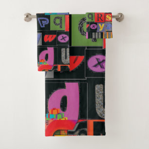 ABCDEFG -- The Alphabet in Crazy Fonts Bath Towel Set