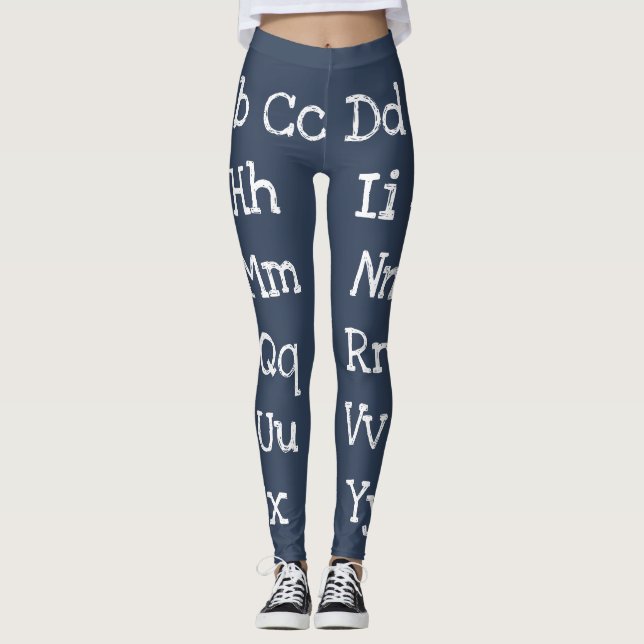 ABCs Alphabet in Uppercase and Lowercase Letters Leggings (Front)