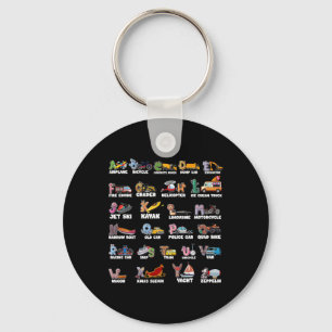 Abcs Alphabet Learning Transportation Animal Back Key Ring