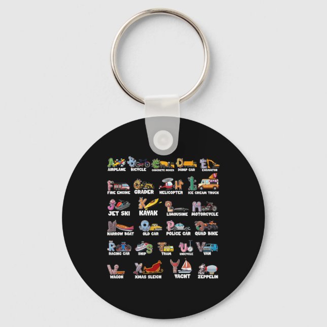 Abcs Alphabet Learning Transportation Animal Back  Key Ring (Front)