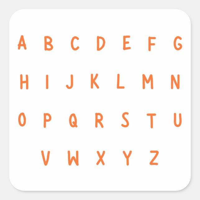 ABC's alphabet letters A-Z  Stickers Labels  (Front)