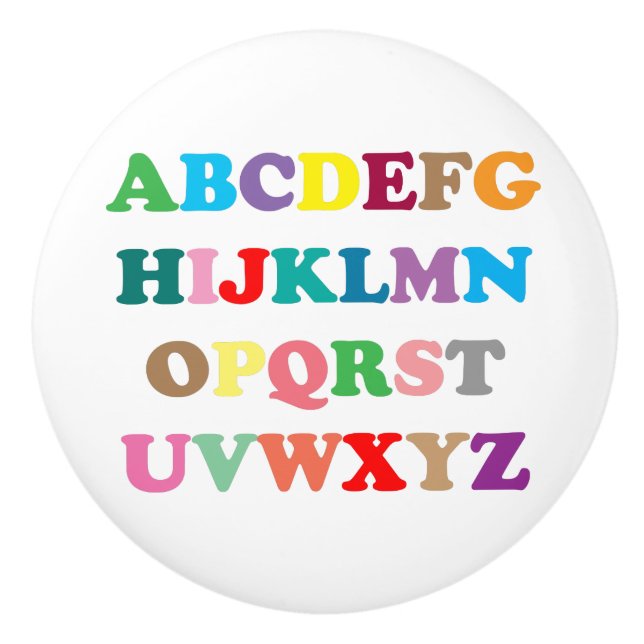 ABC's colourful lettering Ceramic Knob (Front)